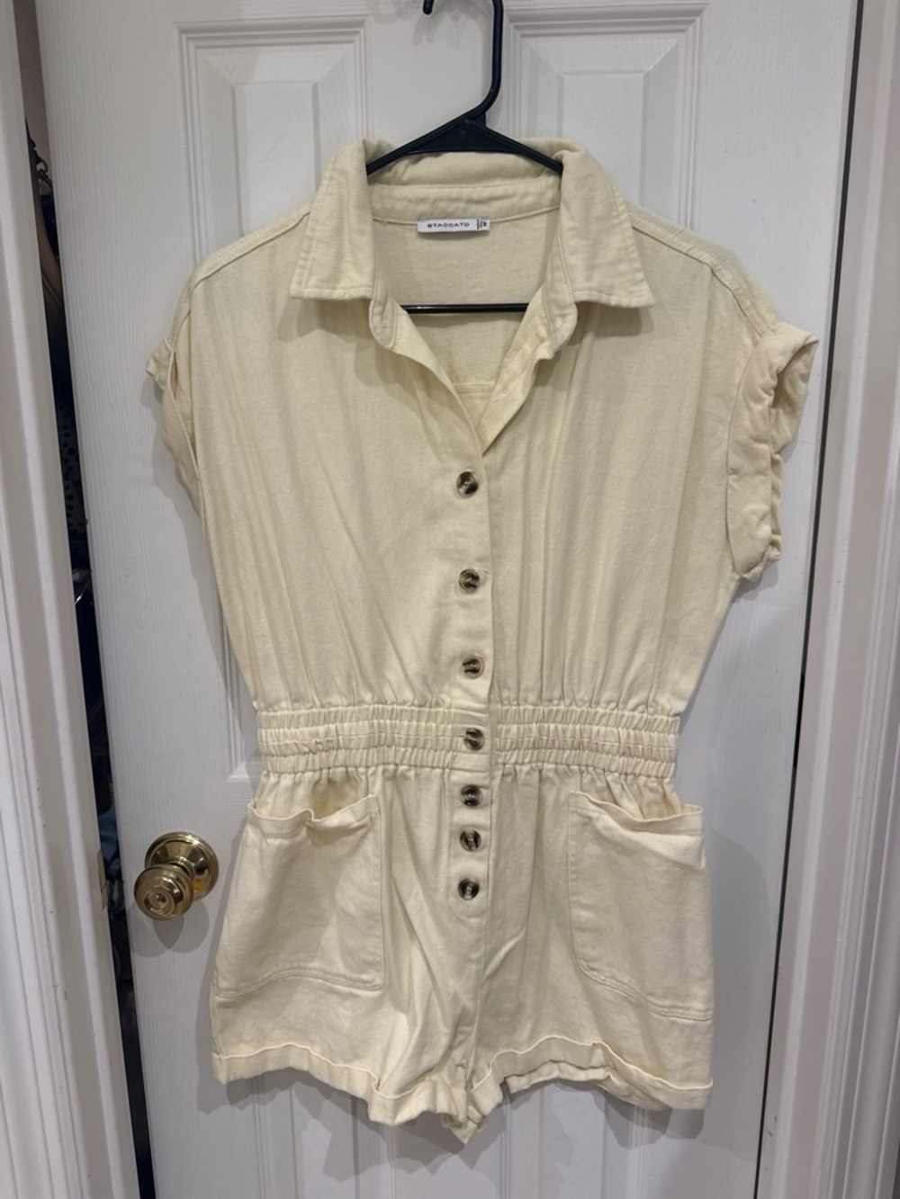 Staccato Cream Button-Front Short Romper